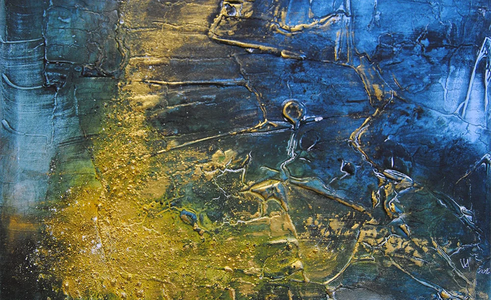 Abstraktes Struktur-Werk mit Blattgold